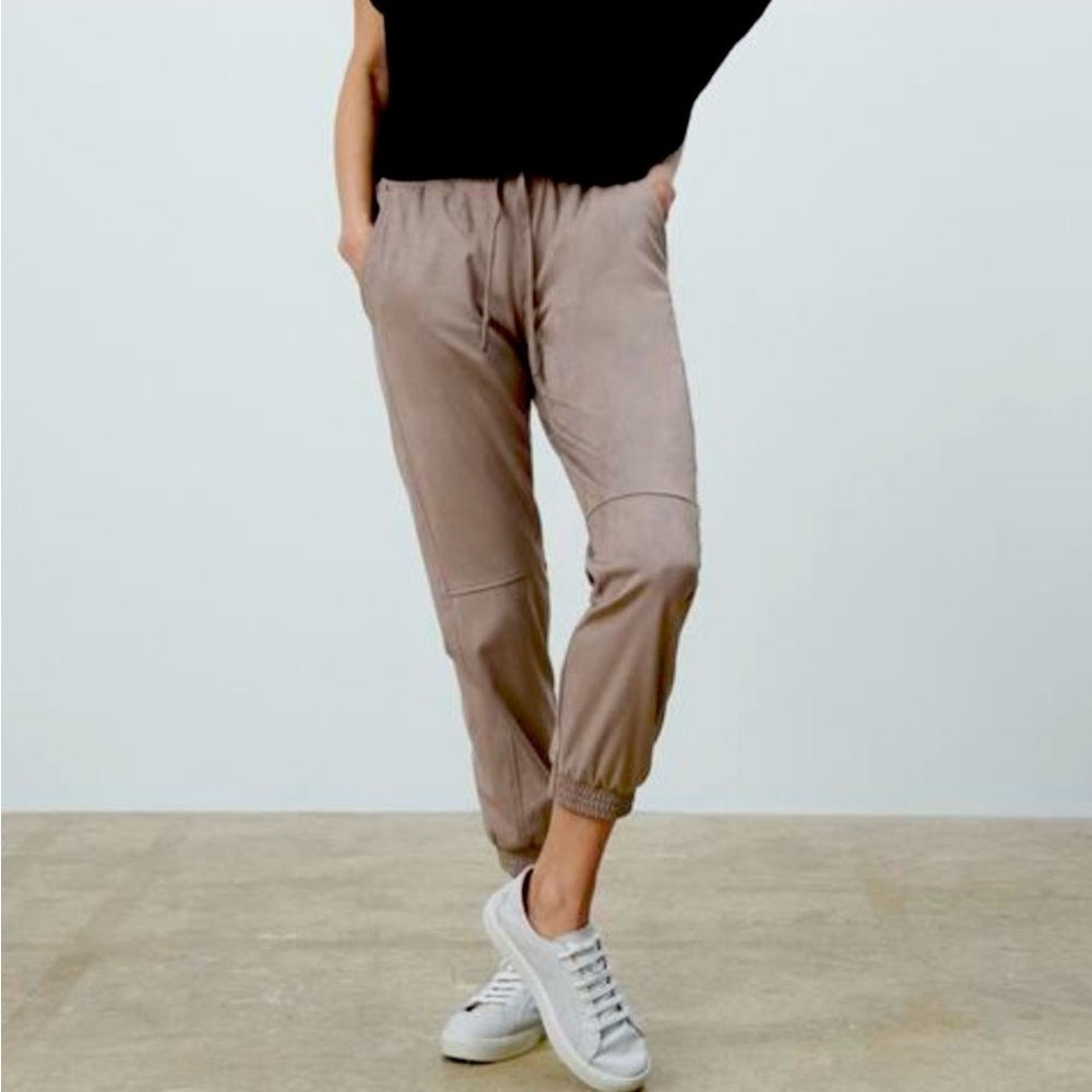 Zara Faux Suede Tan Jogger Pants. Size Medium